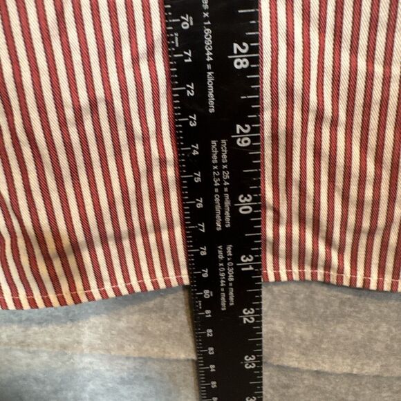 Club Room Red‎ Striped Mens Reg Fit Button Down Long Sleeve Shirt Sz17 34/35 XL - Picture 9 of 9